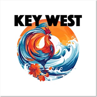 Key West - Rooster (with Black Lettering) Posters and Art